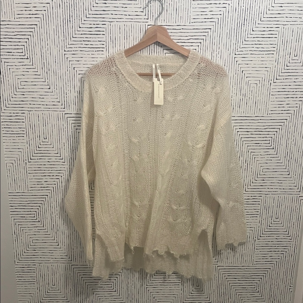 Anthropologie Sheer Cable-knit sweater